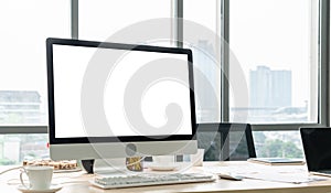 Empty computer monitor screen for design mock up template
