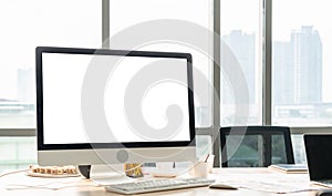 Empty computer monitor screen for design mock up template