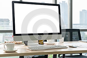 Empty computer monitor screen for design mock up template
