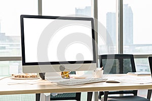 Empty computer monitor screen for design mock up template