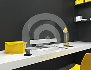 Empty computer screen on hipster desktop