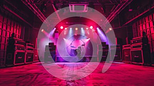 Empty Concert Stage With Amplifier Stacks