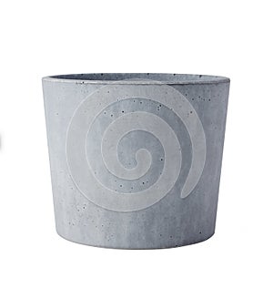 Empty concrete gray flower pot isolated