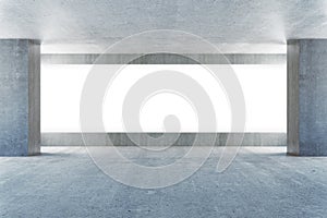 Empty concrete interior with billboard