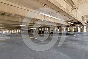 An empty concrete parking garage.