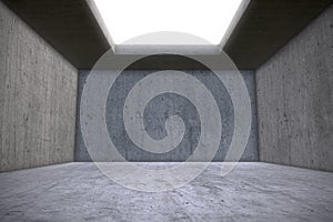 Empty Concrete Room with Skylight Celling Window
