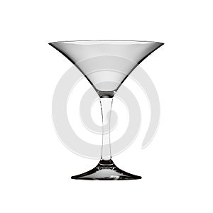 Empty Conical Martini Cocktail Glass Isolated on White.