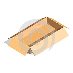Empty container carton store package, delivery open box flat design.