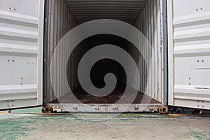 The empty container inside warehouse on shipment area