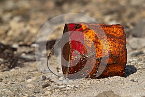 A empty container thrown by the people after use in the Busaiteen coast of Bahrain