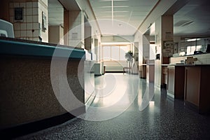 Empty contemporary hospital reception room. Ai generative