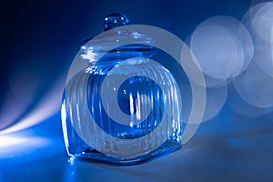 Empty cookie jar on a blue background