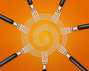 Empty copy space circle in set of forks photo