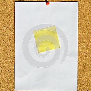 Empty cork board texture background, you can add your note on the blank paper on the cork board