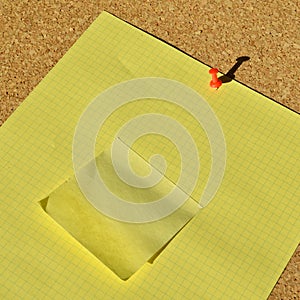 Empty cork board texture background, you can add your note on the blank paper on the cork board