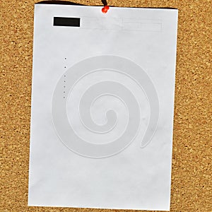 Empty cork board texture background, you can add your note on the blank paper on the cork board