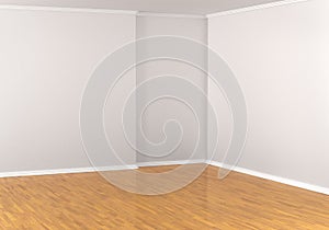 Empty corner in a room, white walls