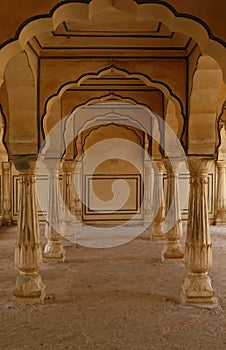 Empty corridor in an abandoned Amber Fort. India