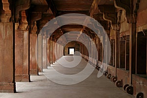 Empty corridor in Fatehpur Sikri complex, India