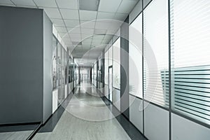 Empty corridor in the modern office building