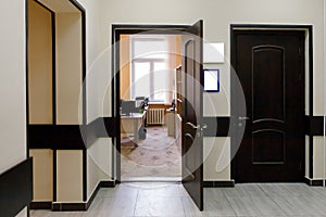 Empty corridor in the modern office building