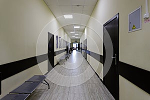 Empty corridor in the modern office building