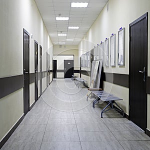 Empty corridor in the modern office building