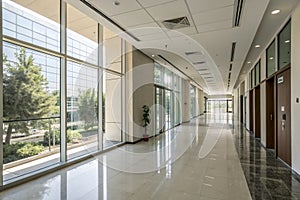 Empty Corridor in Modern Office Building