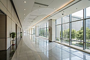 Empty Corridor in Modern Office Building