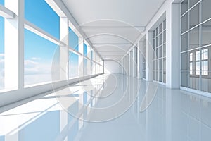 Empty corridor in a modern office building, Modern architecture