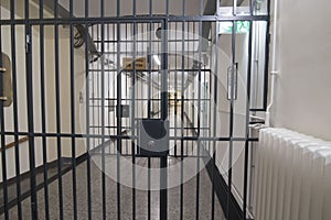 the empty corridor of a prison