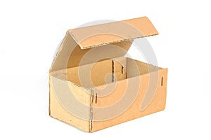 Empty corrugated cardboard Box or brown paper package box open