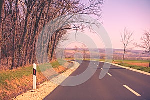 Empty country road in early spring