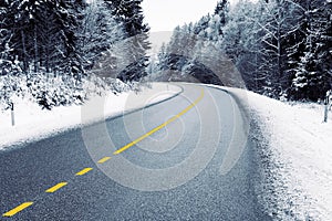 Empty country road in winter