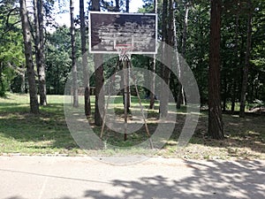 Empty court for basketball in public park, Belgrade, Serbia.