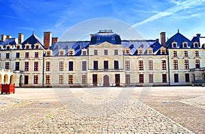 Empty courtyard of the castle of the Dukes of La TrÃ©moÃ¯lle