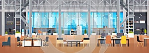 Empty Coworking Space Interior Modern Coworking Office Creative Workplace Space Horizontal Banner