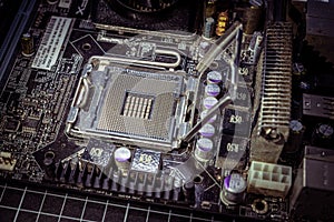 Empty cpu processor socket mother board