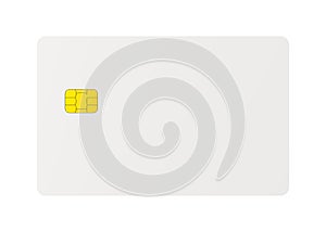 Empty Credit Card with EMV Chip Isolated on White Background.