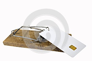 Empty credit card in mousetrap