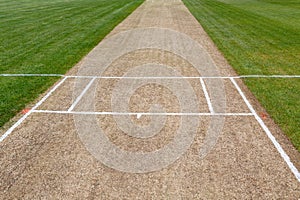 Empty cricket pitch background green grass sport field