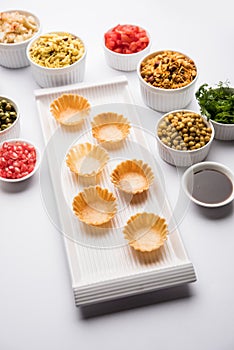Empty Crispy Canape or canapÃ© is an indian Chat menu
