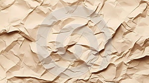 Empty crumpled beige paper background. Generative ai design