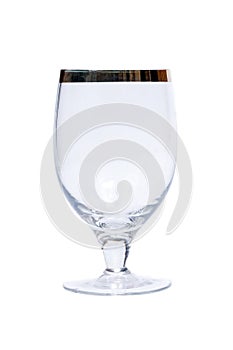 Empty crystal wine glass on white background