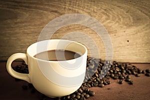 Empty cup coffee on wooden table