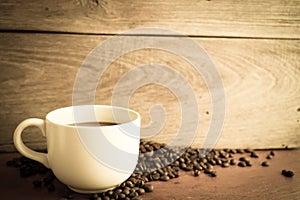 Empty cup coffee on wooden table