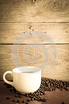 Empty cup coffee on wooden table
