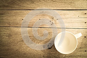 Empty cup coffee on wooden table