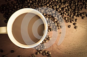 Empty cup coffee on wooden table