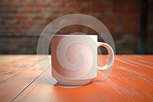 Empty Cup Mockup in Peach fuzz Color photo